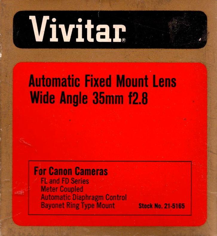 Vivitar Automatic Fixed Mount Lens Wide Angle 35mm f/2.8 voo, Audio, Tv en Foto, Fotografie | Lenzen en Objectieven, Nieuw, Verzenden