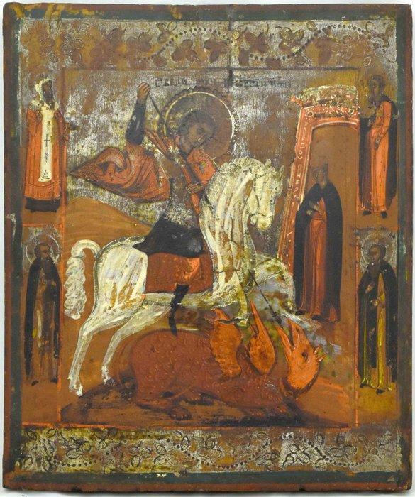 Icoon - Joris de Drakendoder - Hout, Antiek en Kunst, Kunst | Niet-Westerse kunst