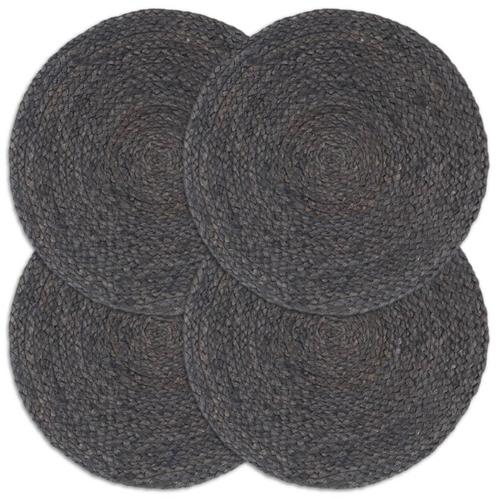 vidaXL Placemats 4 st rond 38 cm jute donkergrijs, Huis en Inrichting, Keuken | Textiel, Grijs, Nieuw, Verzenden