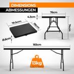 Inklapbare tafel - Klaptafel - Vouwtafel - 183x76 cm - Zwart, Verzenden, Zo goed als nieuw