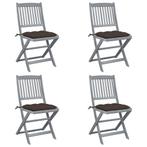 vidaXL Tuinstoelen 4 st inklapbaar met kussens massief, Verzenden, Nieuw, Hout