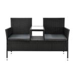 Tuinbank Monaco - Polyrotan zwart/grijs, Tuin en Terras, Verzenden, Nieuw