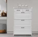 Smalle Vrijstaande Schoenenkast  3 Klapladen en 2 Lades  Wit, Huis en Inrichting, Kasten | Schoenenkasten, Verzenden, Nieuw