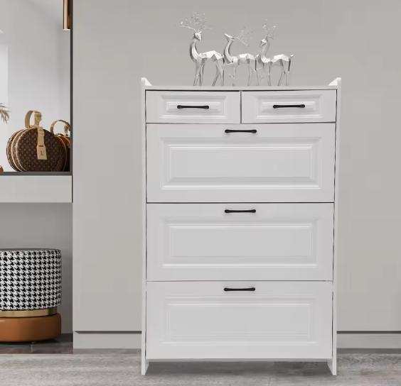 Smalle Vrijstaande Schoenenkast  3 Klapladen en 2 Lades  Wit, Huis en Inrichting, Kasten | Schoenenkasten, Nieuw, Verzenden