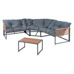 Loungeset Karg tuinset met kussens donkergrijs en rotan look, Verzenden, Nieuw