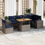 vidaXL 7-delige Loungeset met kussens poly rattan grijs, Tuin en Terras, Tuinsets en Loungesets, Verzenden, Nieuw, Rotan, Loungeset