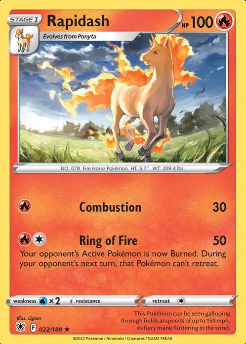 Rapidash 022/189 Astral Radiance, Hobby en Vrije tijd, Verzamelkaartspellen | Pokémon, Losse kaart, Nieuw, Foil, Ophalen of Verzenden