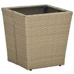 vidaXL Salontafel 41,5x41,5x44 cm poly rattan en gehard glas, Tuin en Terras, Verzenden, Nieuw