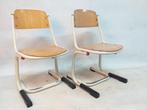 Stoel - Hout, Metaal - 2x school stoeltjes