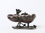 Lotus Leaf Vase – Frog & Flower Motif – Perfect for Ikebana