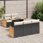 vidaXL 6-delige Loungeset met kussens poly rattan acacia, Verzenden, Nieuw, Rotan, Loungeset