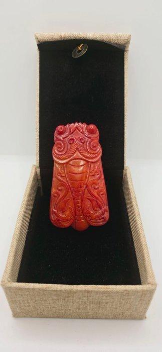 Natuurlijke jade Cigarra amulet, vrij oud - Amulet - Amulet, Antiek en Kunst, Curiosa en Brocante