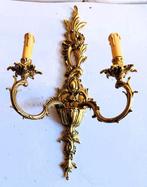 Wandlamp - Hoogte 65 cm - Verguld brons - Brons wandlampje, Antiek en Kunst