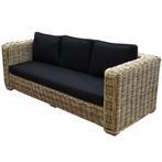 Nissah 3-zitsbank naturel rotan - olefin black - urecel foam, Tuin en Terras, Tuinsets en Loungesets, Ophalen of Verzenden, Nieuw