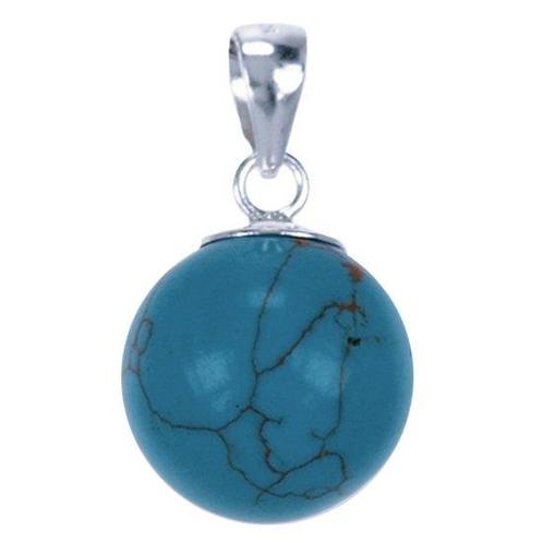 Zilveren Turkoois Turquoise bol 14 mm ketting hanger, Sieraden, Tassen en Uiterlijk, Kettinghangers, Verzenden