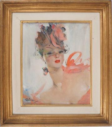 Jean-Gabriel Domergue (1889-1962) - Elégante au bibi et beschikbaar voor biedingen