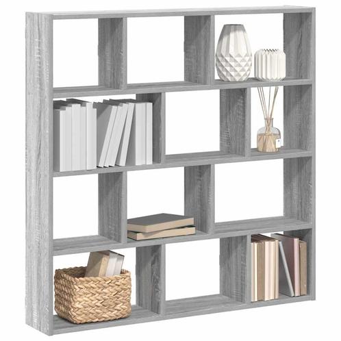 vidaXL Wandschap kubus 12 vakken bewerkt hout grijs sonoma, Huis en Inrichting, Woonaccessoires | Wandplanken en Boekenplanken