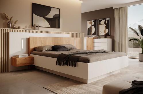 Meubella | Tweepersoonsbed wit 160x200 met LED, Huis en Inrichting, Slaapkamer | Bedden, 160 cm, 200 cm, Tweepersoons, Nieuw, Verzenden
