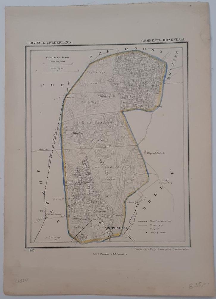 Jacob Kuyper - Gemeente Rozendaal (1865), Antiek en Kunst, Kunst | Litho's en Zeefdrukken, Ophalen of Verzenden