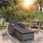 vidaXL Ligbed met donkergrijs kussen poly rattan grijs, Tuin en Terras, Ligbedden, Verzenden, Nieuw