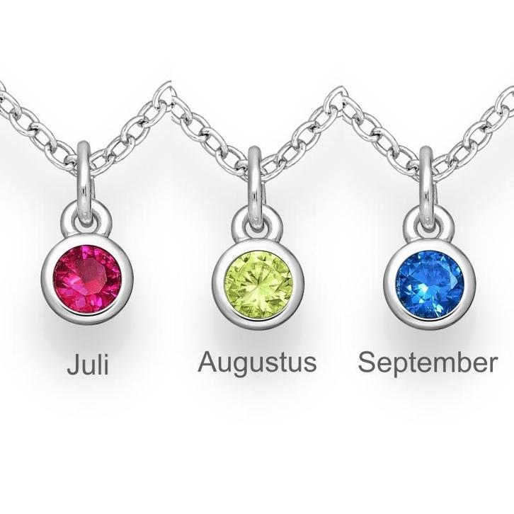 925 Zilveren geboorstesteen ketting, Sieraden, Tassen en Uiterlijk, Kettingen, Nieuw, Verzenden