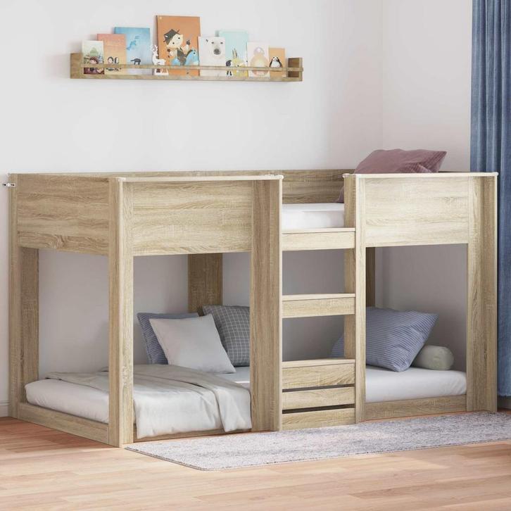 vidaXL Bunk Bed voor Kinderen Sonoma Eiken 80 x 200 cm, Huis en Inrichting, Slaapkamer | Bedden, Bruin, Nieuw, Hout, Verzenden