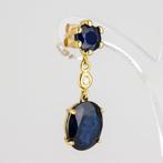 Oorbellen - 18 karaat Geel goud - 4.86ct. tw. Saffier -, Sieraden, Tassen en Uiterlijk, Oorbellen, Nieuw