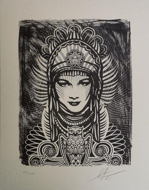 Shepard Fairey (OBEY) (1970) - Peace Goddess Letterpress, Antiek en Kunst, Kunst | Schilderijen | Modern