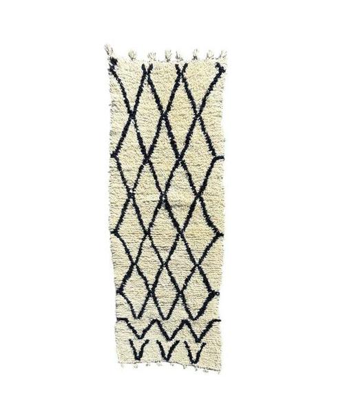 Vintage Marokkaanse Beni Ourain tapijt 70x205 cm, Berber, Huis en Inrichting, Stoffering | Tapijten en Kleden
