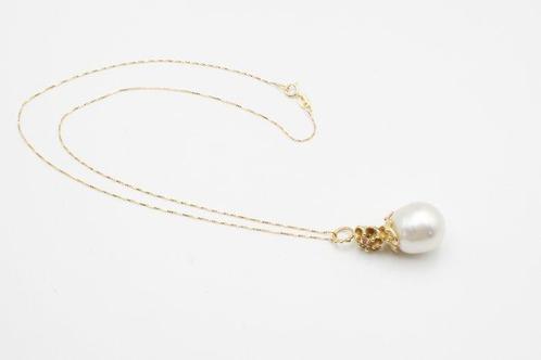 Ketting met hanger - 14 karaat Geel goud Parel - Saffier, Sieraden, Tassen en Uiterlijk, Antieke sieraden