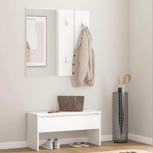 vidaXL Garderobe set bewerkt hout wit, Huis en Inrichting, Banken | Voetenbanken en Poefen, Nieuw, Verzenden