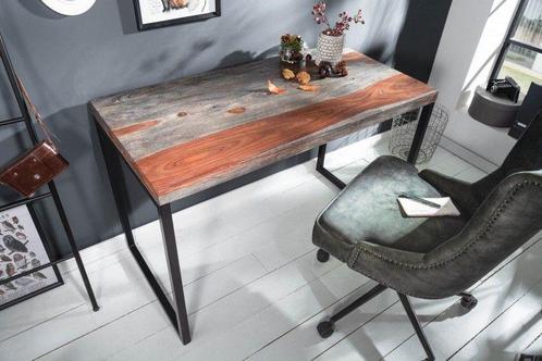 Elegant bureau ELEMENTS 118 cm Sheesham Smoke Finish metalen, Huis en Inrichting, Bureaus, Ophalen of Verzenden