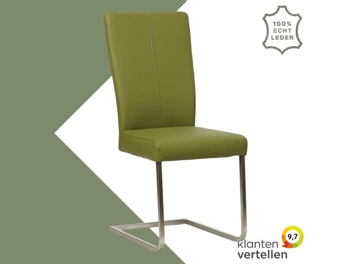Leren eetkamerstoel Dare - Toledo Apple Green (groen) -, Huis en Inrichting, Stoelen, Eén, Overige kleuren, Nieuw, Leer, Ophalen of Verzenden