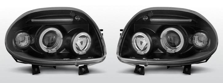 Koplampen Angel Eyes | Renault Clio 2 1998-2001 | zwart, Auto-onderdelen, Verlichting, Nieuw, Renault, Verzenden