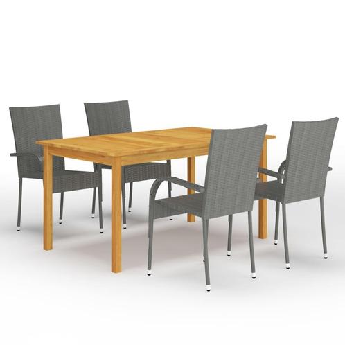 vidaXL 5-delige Tuinset grijs, Tuin en Terras, Tuinsets en Loungesets, Tuinset, Nieuw, 4 zitplaatsen, Hardhout, Verzenden