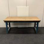 Werkbank / Werktafel (bxd) 200x90 cm, blauw metaal onderstel, Gebruikt, Ophalen of Verzenden