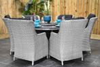 Rio Ronde Tafel 150 Spraystone met 6 Darwin Dining Tuinstoel, 6 zitplaatsen, Ophalen of Verzenden, Zo goed als nieuw, Wicker