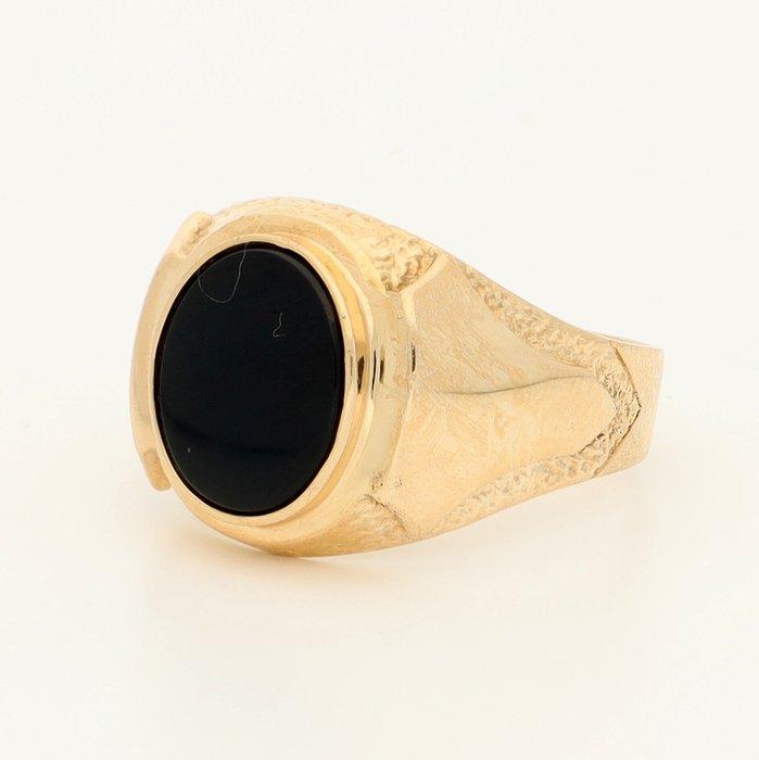 Ring - 14 karaat Geel goud - Onyx, Sieraden, Tassen en Uiterlijk, Ringen