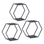 Wandrek Tand 3-delig wandplankenset zwart 32x37x19 cm [en.ca, Verzenden, Nieuw