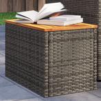 vidaXL Tuinbijzettafels 2 st 55x34x37 cm poly rattan en hout, Tuin en Terras, Verzenden, Nieuw