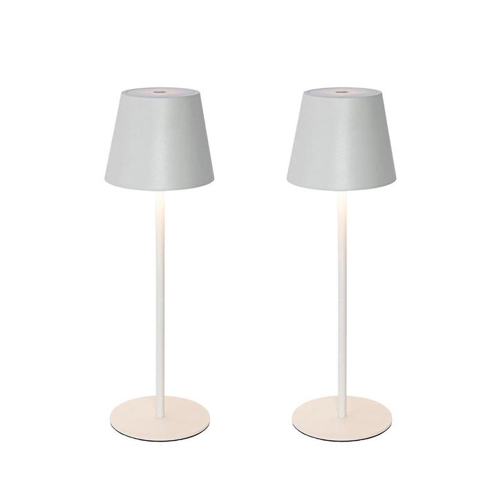 Set van 2 tafellampen wit met dimmer en oplaadbaar - Murdock, Huis en Inrichting, Lampen | Tafellampen, Nieuw, Overige materialen