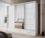 Meubella | Kledingkast 250cm wit Garderobekast Met spiegel, Nieuw, 200 cm of meer, Modern, 50 tot 75 cm
