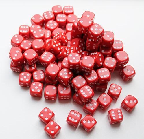 Dobbelstenen 16mm - Rood (100 stuks) | Spellenrijk -, Hobby en Vrije tijd, Gezelschapsspellen | Bordspellen, Nieuw, Verzenden