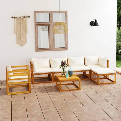 vidaXL 7-delige Loungeset met kussens massief acaciahout, Tuin en Terras, Tuinsets en Loungesets, Loungeset, Nieuw, Hardhout, Verzenden