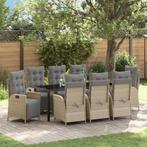 vidaXL 9-delige Tuin Eetset Beige Poly Rattan, Verzenden, Nieuw, Rotan