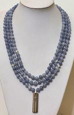 Ketting, ZEER LANG, van Aquamarijn Natural met Kruis Grieras