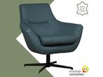 Leren draaifauteuil Wing - Toledo Whale (blauw/grijs), Huis en Inrichting, Fauteuils, Nieuw, Ophalen of Verzenden, 75 tot 100 cm