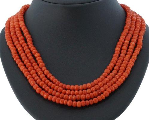 Ketting - 14 karaat Geel goud Bloedkoraal - Fraai gouden, Sieraden, Tassen en Uiterlijk, Antieke sieraden