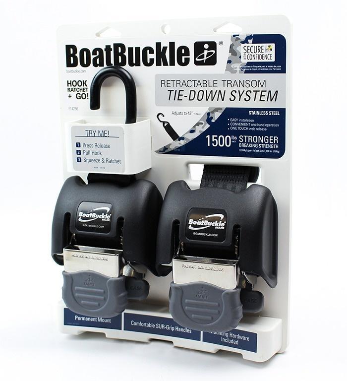 BoatBuckle Retractable Transom Tie-Down SS 1500 lbs, Watersport en Boten, Bootonderdelen, Overige typen, Nieuw, Zeilboot of Motorboot