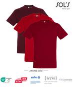 3 pack t-shirt / ondershirt Sols Rood, Bordeaux Rood, Tango, Overige kleuren, Roly, Verzenden, Nieuw